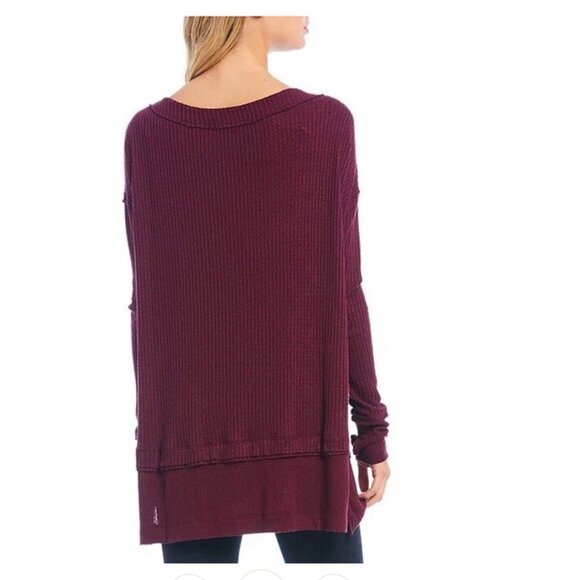 We The Free Cranberry Waffle knit ribbed hem, Oversized S Small P2P 24" 32" Long - Picture 2 of 12